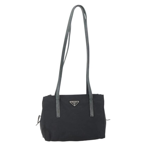 PRADA Shoulder Bag Nylon Black Silver Auth - Picture 1 of 16